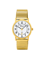 Case Gold Plated Stainless Steel Dial White Dial Black Arabic Flexi Band