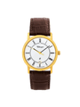 Case Gold Plated Stainless Steel Dial White Dial Black Roman Leather Brown
