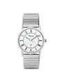 Case Rhodium Plated Stainless Steel Dial White Dial Black Roman Flexi Band