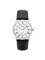 Case Rhodium Plated Stainless Steel Dial White Dial Black Roman Leather Black