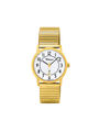 Case Gold Plated Stainless Steel Dial White Dial Black Arabic Flexi Band