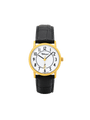 Case Gold Plated Stainless Steel Dial White Dial Black Arabic Leather Black