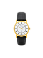 Case Gold Plated Stainless Steel Dial White Dial Black Roman Leather Black