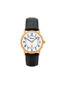 Case Rose Gold Plated Stainless Steel Dial White Dial Black Arabic Leather Black