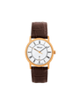 Case Rose Gold Plated Stainless Steel Dial White Dial Black Roman Leather Brown