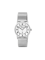 Case Rhodium Plated Stainless Steel Dial White Dial Black Arabic Flexi Band