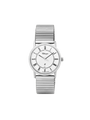 Case Rhodium Plated Stainless Steel Dial White Dial Black Roman Flexi Band