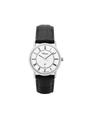 Case Rhodium Plated Stainless Steel Dial White Dial Black Roman Leather Black