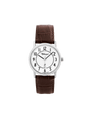 Case Rhodium Plated Stainless Steel Dial White Dial Black Arabic Leather Brown