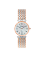 Case Two Tone Rose Gold Plated Stainless Steel Dial Mother of Pearl Dial Black Roman Bracelet