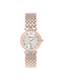 Case Two Tone Rose Gold Plated Stainless Steel Dial Silver Dial Rose Roman Bracelet