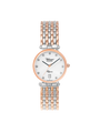Case Two Tone Rose Gold Plated Stainless Steel Dial White Dial Diamond Bracelet
