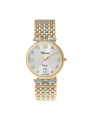 Case Two Tone Gold Plated Stainless Steel Dial Silver Dial Square Stone Bracelet