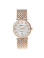 Case Two Tone Rose Gold Plated Stainless Steel Dial Silver Dial Rose Roman Bracelet