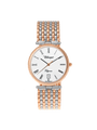 Case Two Tone Rose Gold Plated Stainless Steel Dial White Dial Black Roman Bracelet