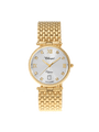 Case Gold Plated Stainless Steel Dial Silver Dial Square Stone Bracelet