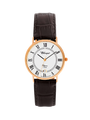 Case 9ct Rose Gold Dial White Dial Black Roman Leather Brown