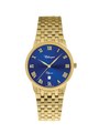 Case Gold Plated Stainless Steel Dial Blue Dial Champagne Roman Bracelet