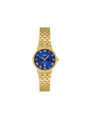 Case Gold Plated Stainless Steel Dial Blue Dial Champagne Roman Bracelet