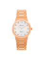 Case Rose Gold Plated Stainless Steel Dial Silver Dial Square Stone Bracelet