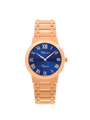 Case Rose Gold Plated Stainless Steel Dial Blue Dial Rose Roman Bracelet