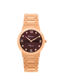 Case Rose Gold Plated Stainless Steel Dial Brown Dial Square Stone Bracelet