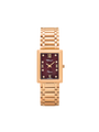 Case Rose Gold Plated Stainless Steel Dial Brown Dial Square Stone Bracelet