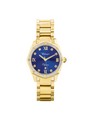Case Gold Plated Stainless Steel Dial Blue Dial Square Stone Bracelet