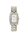 Case Two Tone Gold Plated Stainless Steel Dial Silver Dial Square Stone Bracelet