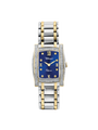 Case Two Tone Gold Plated Stainless Steel Dial Blue Dial Square Stone Bracelet