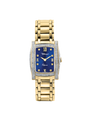 Case Gold Plated Stainless Steel Dial Blue Dial Square Stone Bracelet