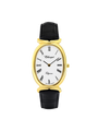 Case Gold Plated Stainless Steel Dial WHITE Dial Champagne Arabic Leather Black