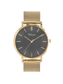 Case Gold Plated Stainless Steel Dial Grey Dial Baton Quick Release Mesh Band