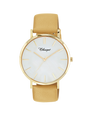 Case Gold Plated Stainless Steel Dial Mother of Pearl Dial Baton Quick Release Leather Mustard