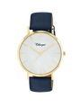 Case Gold Plated Stainless Steel Dial Mother of Pearl Dial Baton Quick Release Leather Navy
