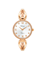 Case Rose Gold Plated Stainless Steel Dial Silver Dial Square Stone Half Bangle