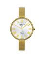 Case Gold Plated Stainless Steel Dial Silver Dial Champagne Roman Mesh Band