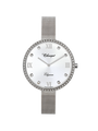 Case Stainless Steel Dial Silver Dial Square Stone Mesh Band