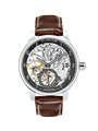 Case Stainless Steel Dial Black Dial Silver Arabic Leather Brown