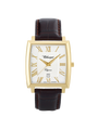 Case Gold Plated Stainless Steel Dial White Dial Champagne Roman Leather Brown