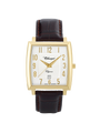 Case Gold Plated Stainless Steel Dial White Dial Champagne Arabic Leather Brown
