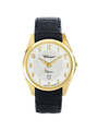 Case Gold Plated Stainless Steel Dial White Dial Champagne Arabic Leather Black