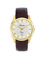 Case Gold Plated Stainless Steel Dial White Dial Champagne Roman Leather Brown