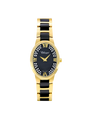 Case Gold Plated Stainless Steel Black Ceramic Dial Black Dial Roman Number Bracelet